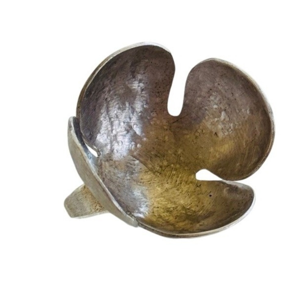 Brutalist Cocktail Ring Statement Sculptural Flow… - image 1